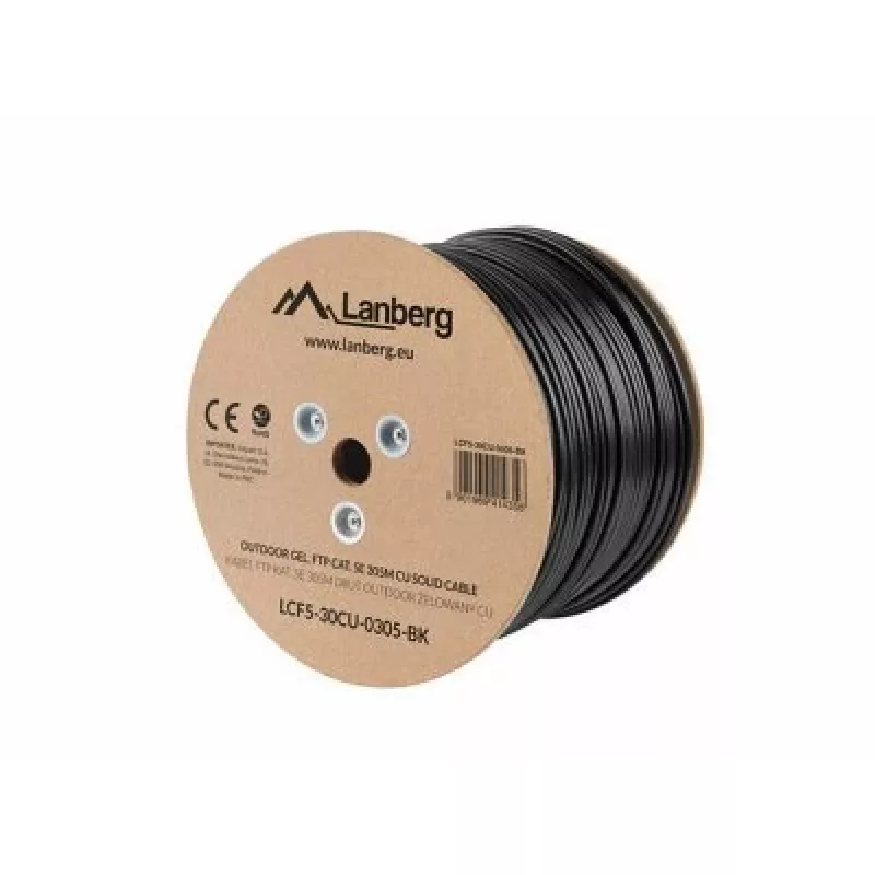 Verkkokaapeli Lanberg LCF5-30CU-0305-BK RJ45 Cat5e 305 m musta