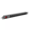 Virranjakoyksikkö LANBERG PDU-10I-0200-IEC-BK — 10× C13-lähtöä, 2 m kaapeli, 10 A, 2500 W, musta