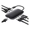 AUKEY CB-C71 8-in-1 USB-C-keskitin, 3x USB-A 3.0, HDMI 4K@30Hz, Gigabit RJ45, SD/microSD, USB-C PD 100 W, 0,15 m kaapeli, alumiini, musta