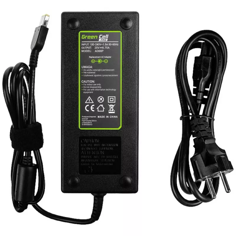 Virtalähde Green Cell AD68P 135 W AC/DC 20 V 6,75 A sisäkäyttöön musta