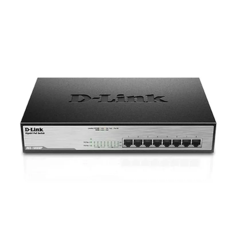 Hallitsematon kytkin D-Link DGS-1008MP 8-porttinen työpöytä Gigabit Max PoE -kytkin