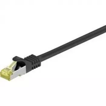 Wentronic Goobay Cat.7 -raakakaapeli patchkaapeli, S/FTP (PiMF), musta, 0,5 m - LSZH halogeeniton, kupari, RJ45-plugi (91581)