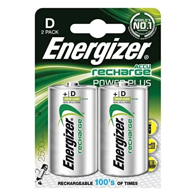 Energizer NiMH akku D-koko 2500mAh - 2 kpl pakkaus