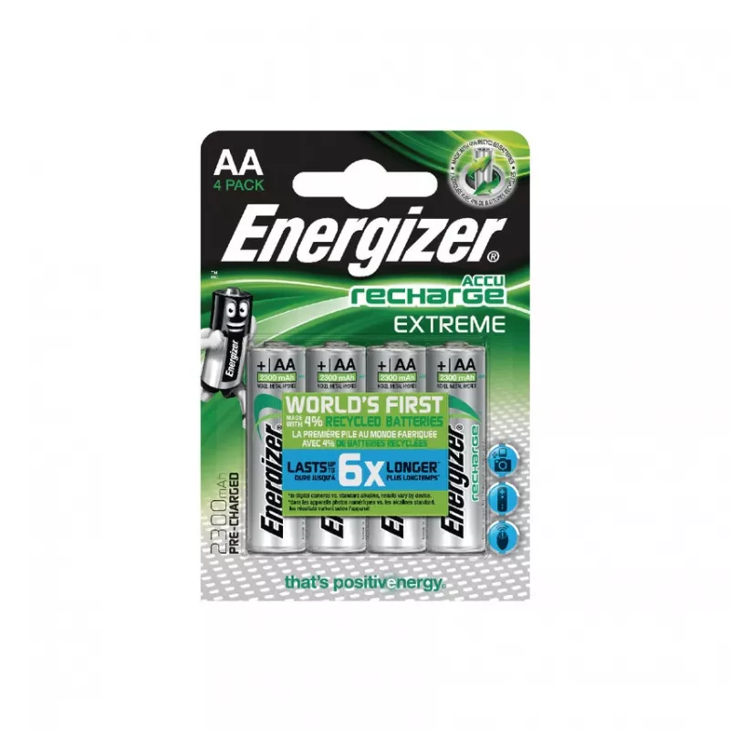 Energizer ACCU Recharge Extreme NiMH AA akut 2300mAh 4 kpl:n pakkaus