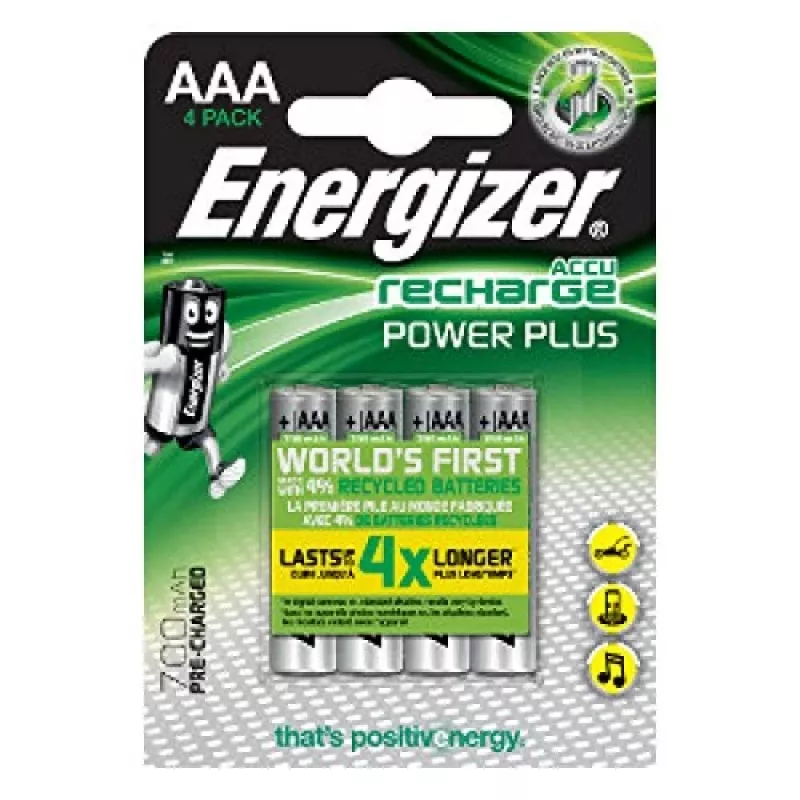 ENERGIZER BATTERY Accu Recharge Power Plus 700 mAh AAA HR3/4 akku, 4 kpl