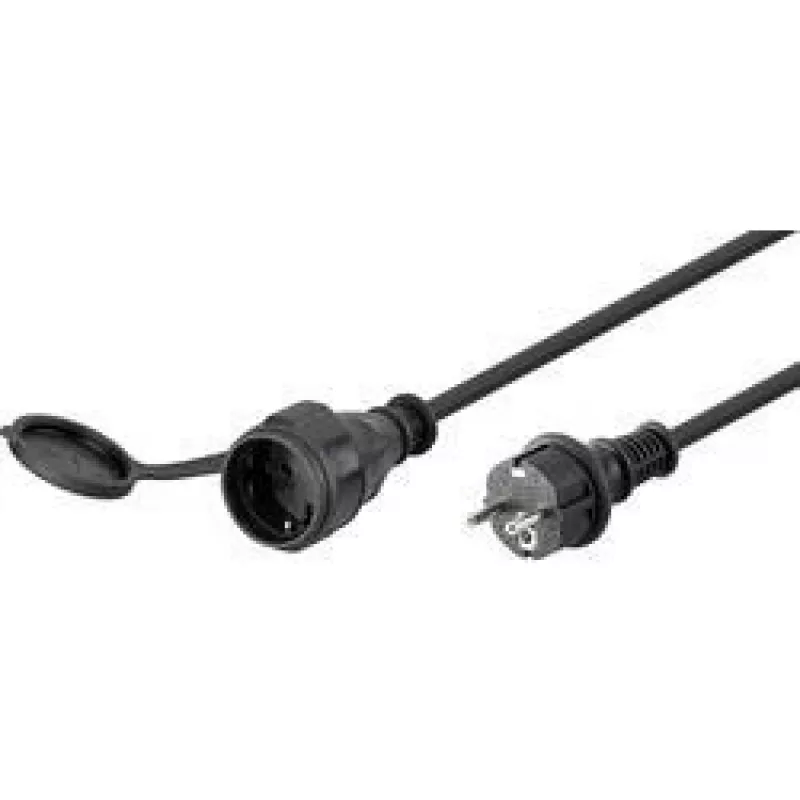 Wentronic Goobay virtakaapeli 5 m, musta - suojakosketinpistorasia (tyyppi F, CEE 7/4) > tyyppi F (tyyppi F, CEE 7/4) (71472)
