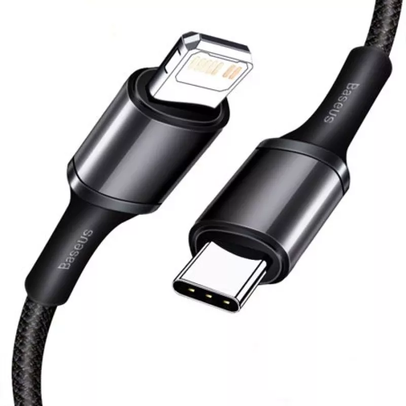 Baseus High Density punottu kaapeli Type-C - Lightning, PD, 20W, 1m (musta)
