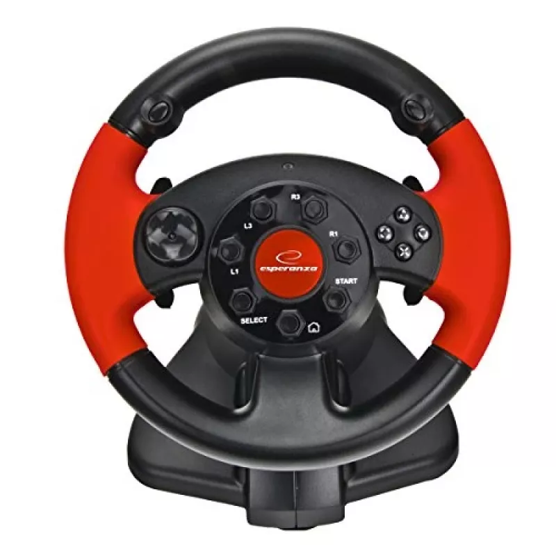 Ohjauspyörä ESPERANZA EG103 peliohjain — PC/PS2/PS3, 13 painiketta, värinä, kiihtyvyysanturi, musta/punainen