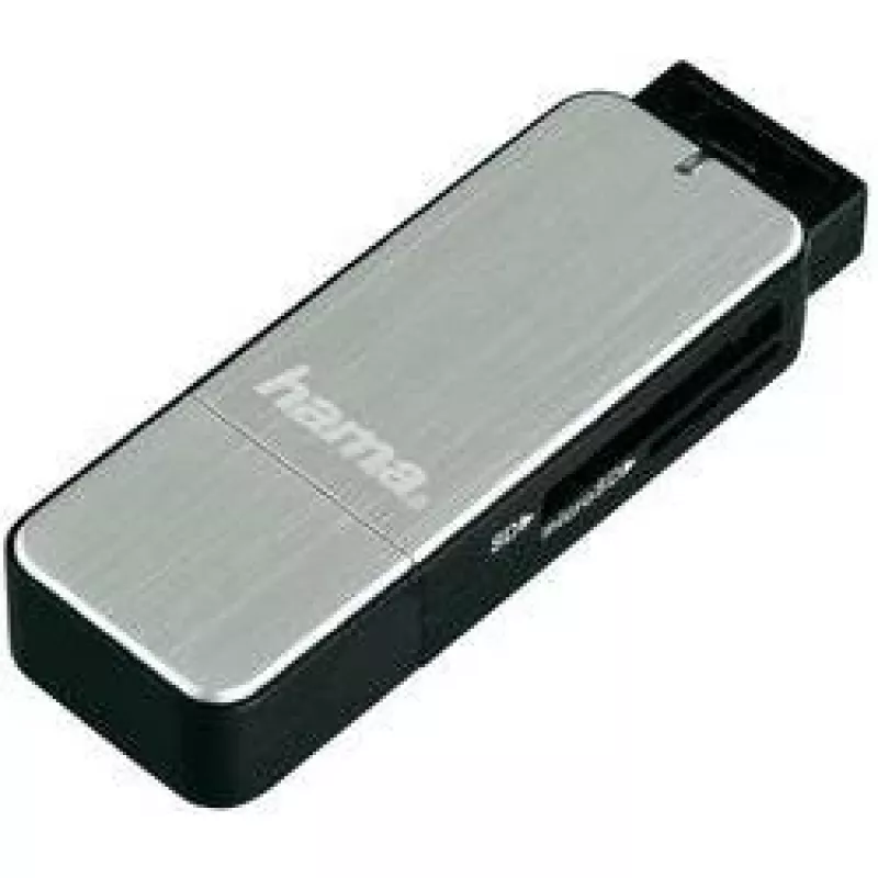 Hama 123900 USB 3.0 -muistikortinlukija SD/microSD, alumiini, musta/hopea