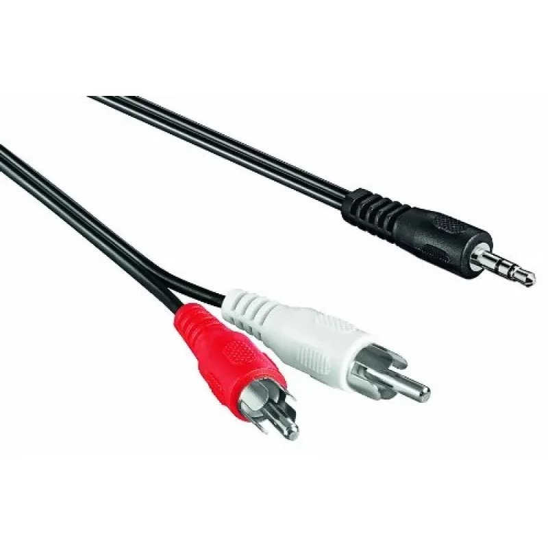 Audiokaapeli 3,5 mm > stereo-RCA (musta, 1,5 metriä)