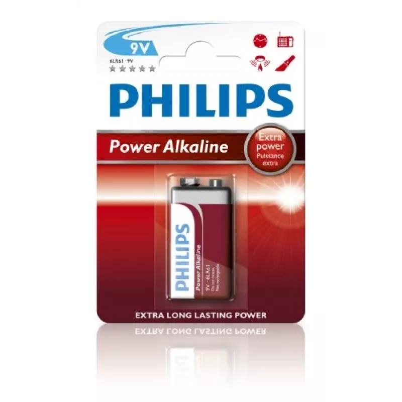 Kertakäyttöparisto Philips Power Alkaline Battery 6LR61P1B/10