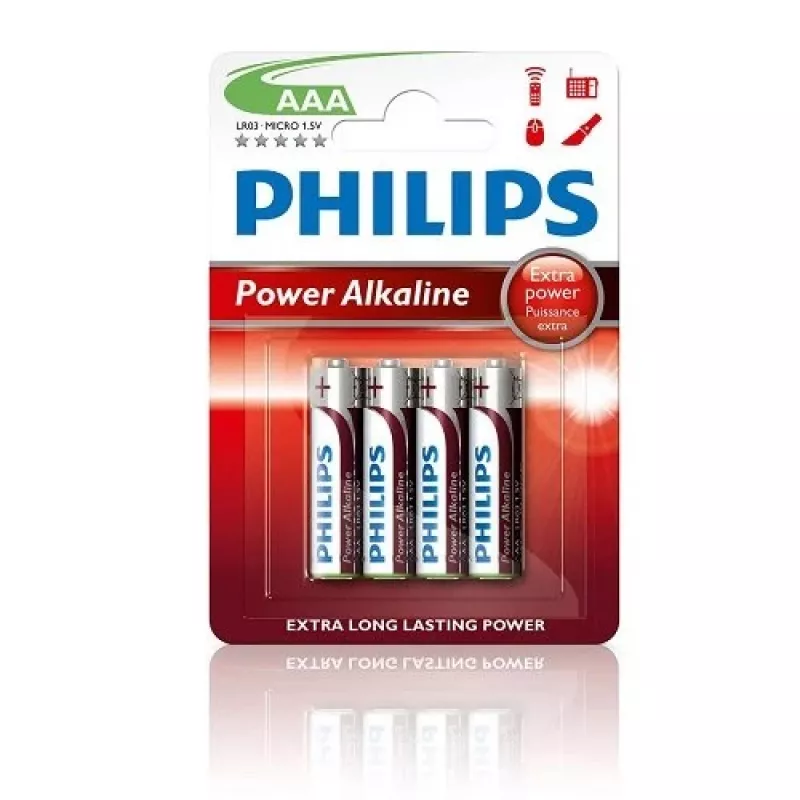 Philips Power Alkaline AAA-paristot, 4 kpl:n pakkaus