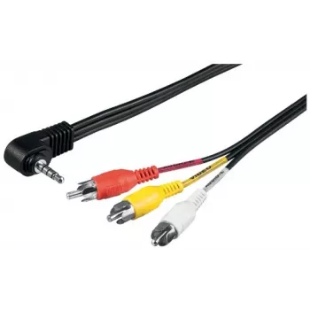 Wentronic Goobay 3,5 mm:n plugi/RCA-sovitinkaapeli, 1,5 m – 3,5 mm:n plugi (4-napainen, stereo) 90° > 3x RCA-plugi (50209)