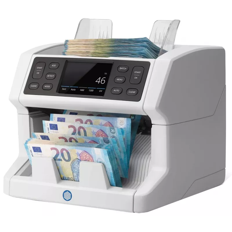 Safescan 2850 setelilaskin väärennöstunnistuksella (UV, magneettinen, koko), 1500 seteliä/min, kosketusnäyttö, valkoinen