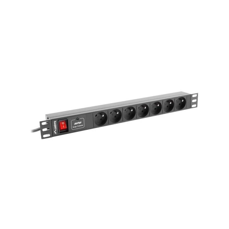 LANBERG PDU-07E-0200-IEC-BK PDU 1U 10A 7 pistorasiaa ranskalainen 2m musta
