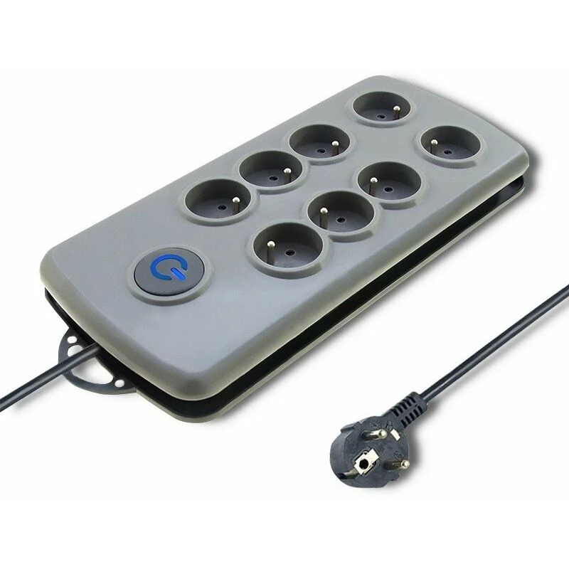 Qoltec Quick Switch 50162 ylijännitesuojattu jatkojohto, 8 pistorasiaa, 2,5 m, harmaa