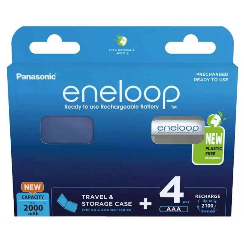 Akut PANASONIC ENELOOP AA 2000 mAh 4 kpl + kotelo (BK-3MCDE/4CP+CASE)