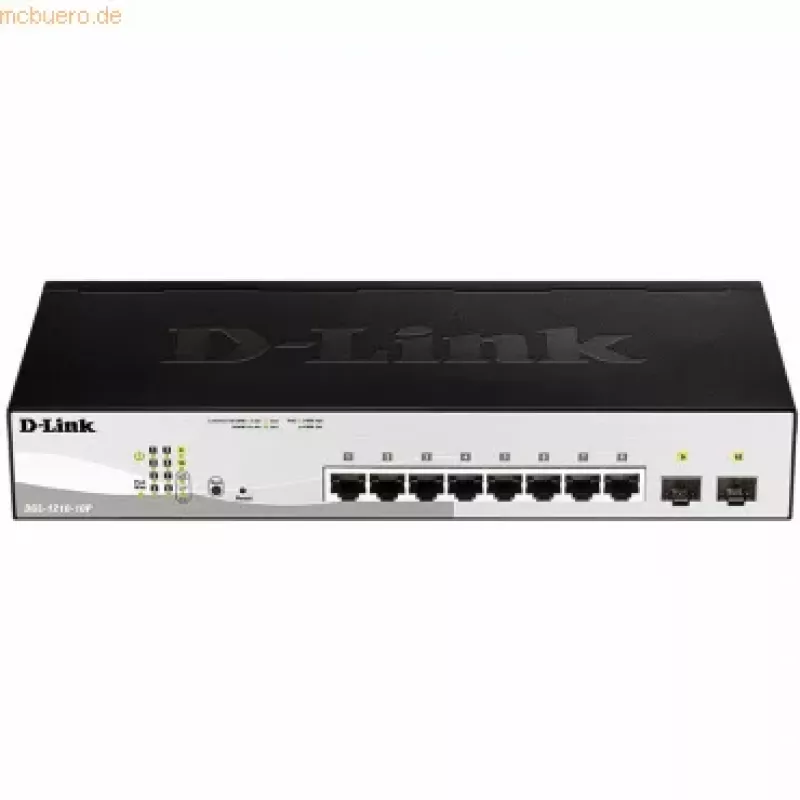 D-Link DGS-1210-10P hallittava L2 Gigabit Ethernet (10/100/1000) Power over Ethernet (PoE) 1U musta