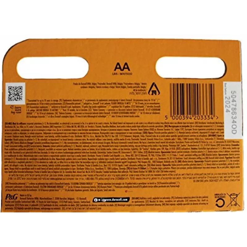 Duracell kotitalousparisto kertakäyttöparisto AA alkaline