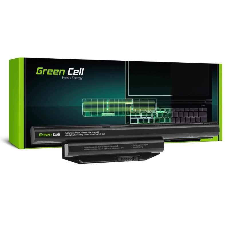 Akku Green Cell FS31 Fujitsu LifeBookiin — LiPo 4400 mAh, 11,1 V, musta, 1 kpl