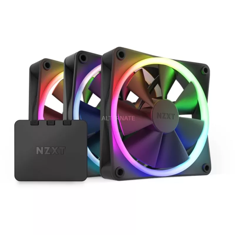 NZXT F120 RGB 120mm ARGB -kotelotuuletin, kolmen pakkaus - musta