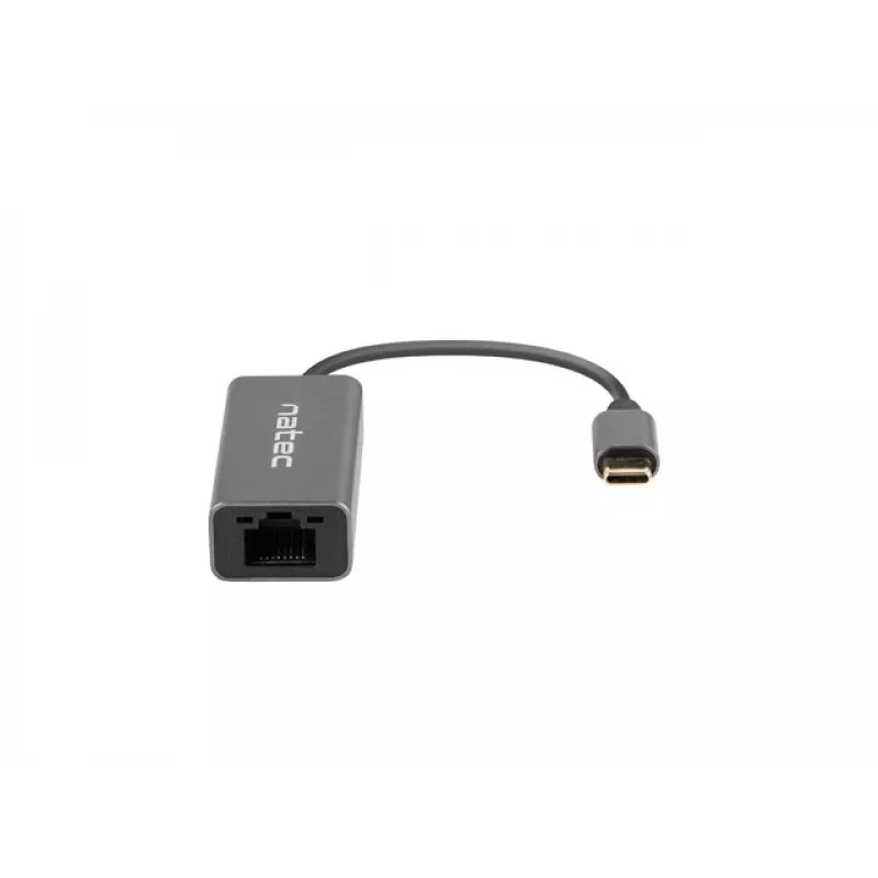 Natec Cricket NNC-1925 USB-C 3.1 Gen 1 – RJ45 Ethernet-sovitin, 1000 Mbit/s, 15 cm kaapeli, alumiini, harmaa