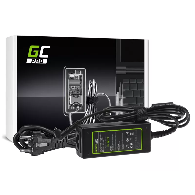 Virtalähde Green Cell AD70P ASUS-kannettaville, 33W, 19V 1,75A, sisäkäyttöön, musta