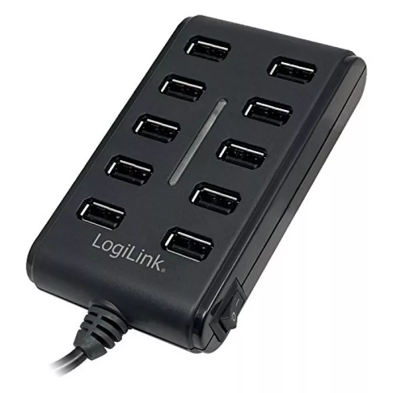 Logilink UA0125 USB-keskitin 10-porttinen USB2.0 virtalähteellä 3.5A, | Logilink
