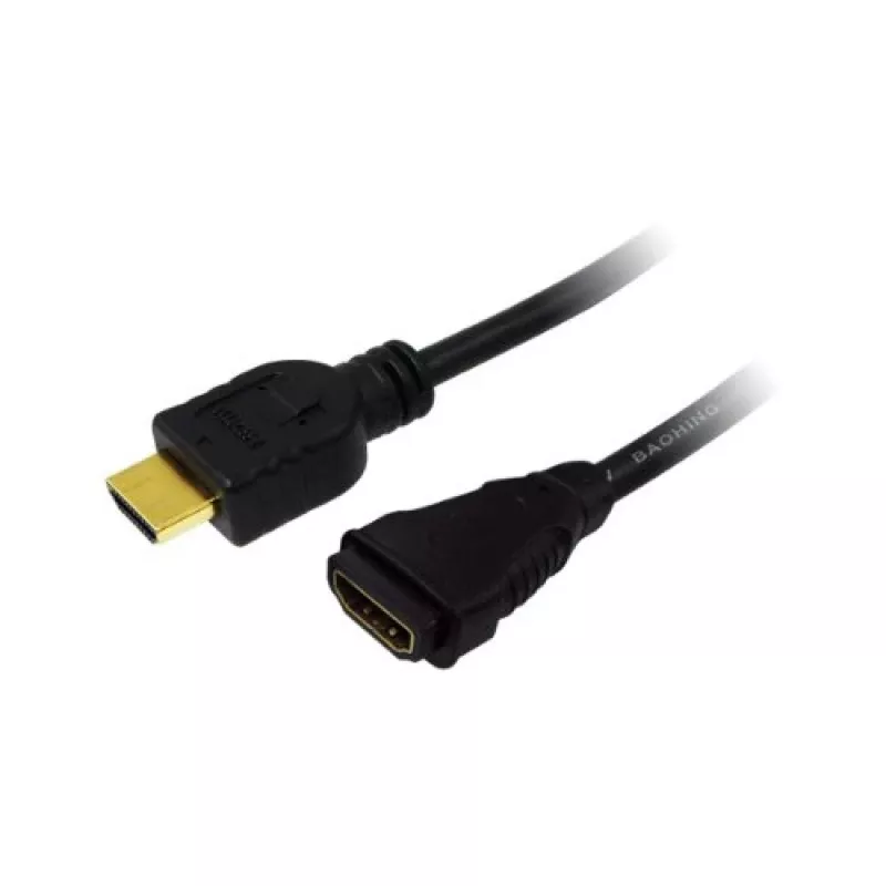 LogiLink CH0057 nopea HDMI-jatkokaapeli Ethernet-tuella, HDMI 1.4, A-uros – A-naaras, 4K/30, kullatut liittimet, 3 m, musta