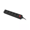 Lanberg PS1-05E-0300-BK jatkojohto, 5 pistorasiaa, 3 m, musta, kytkimellä