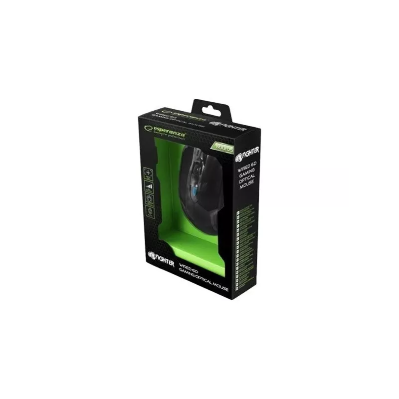 Esperanza MX205 FIGHTER - hiiri - USB - sininen - hiiri - optinen - 6 painiketta - musta