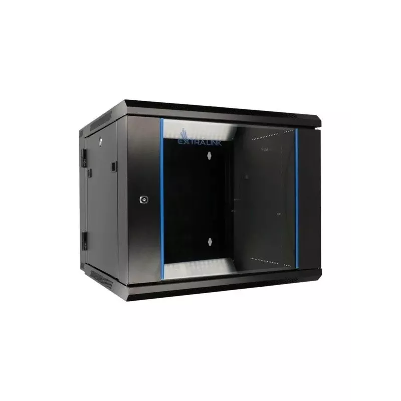 Extralink rack-asennuskaappi 6U 600x600 AZH musta seinäasennettava, kääntyvä