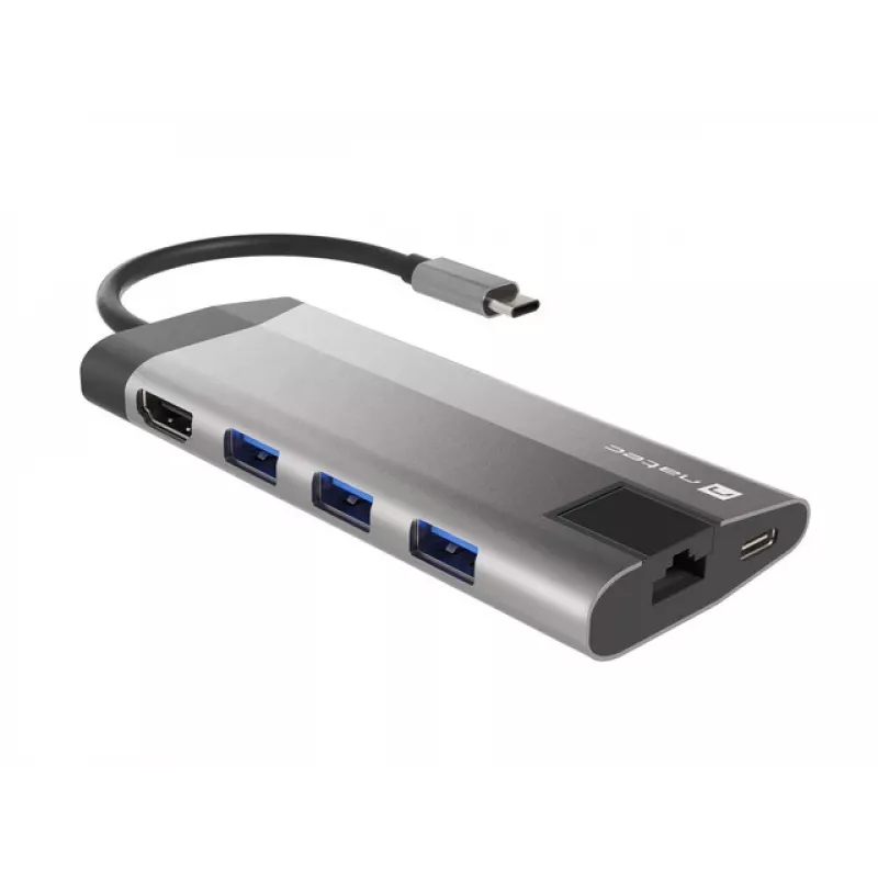 NATEC Fowler Plus USB Type-C musta harmaa MicroSD SD -keskitin