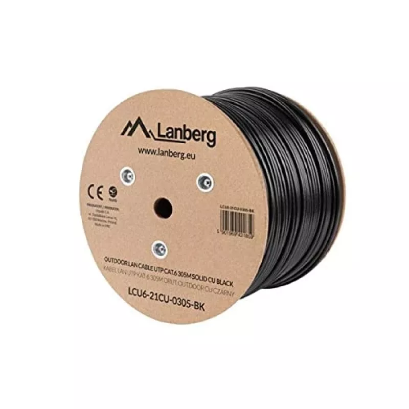 Lanberg LCU6-21CU-0305-BK verkkokaapeli musta 305 m Cat6 U/UTP (UTP) ulkokäyttöön