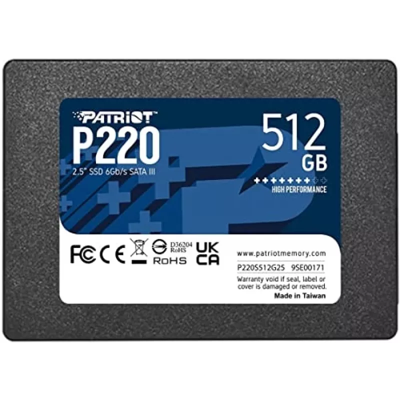 Patriot Memory P220 512 Gt SSD-asema, 2,5″, SATA III (P220S512G25)