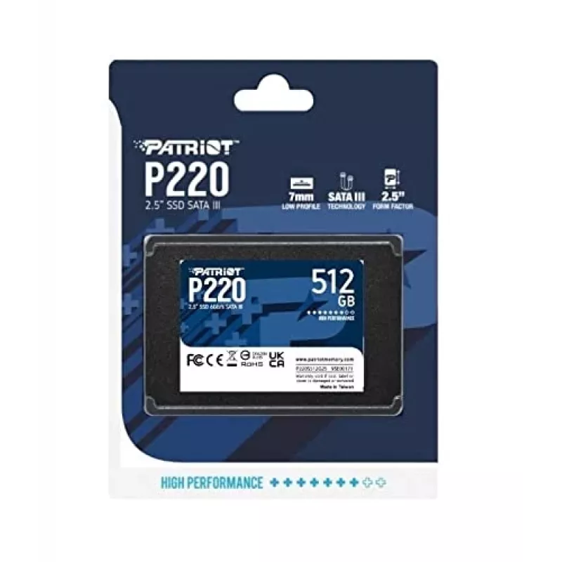 Patriot Memory P220 512 Gt SSD-asema, 2,5″, SATA III (P220S512G25)