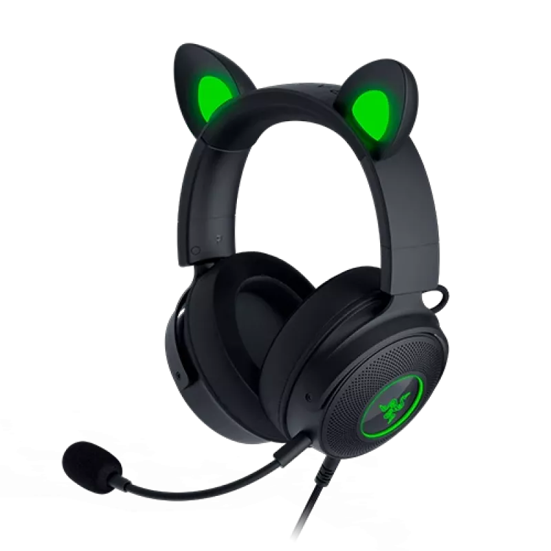 Razer Kraken V2 Pro Kitty Edition – johdollinen over-ear-pelikuuloke, musta