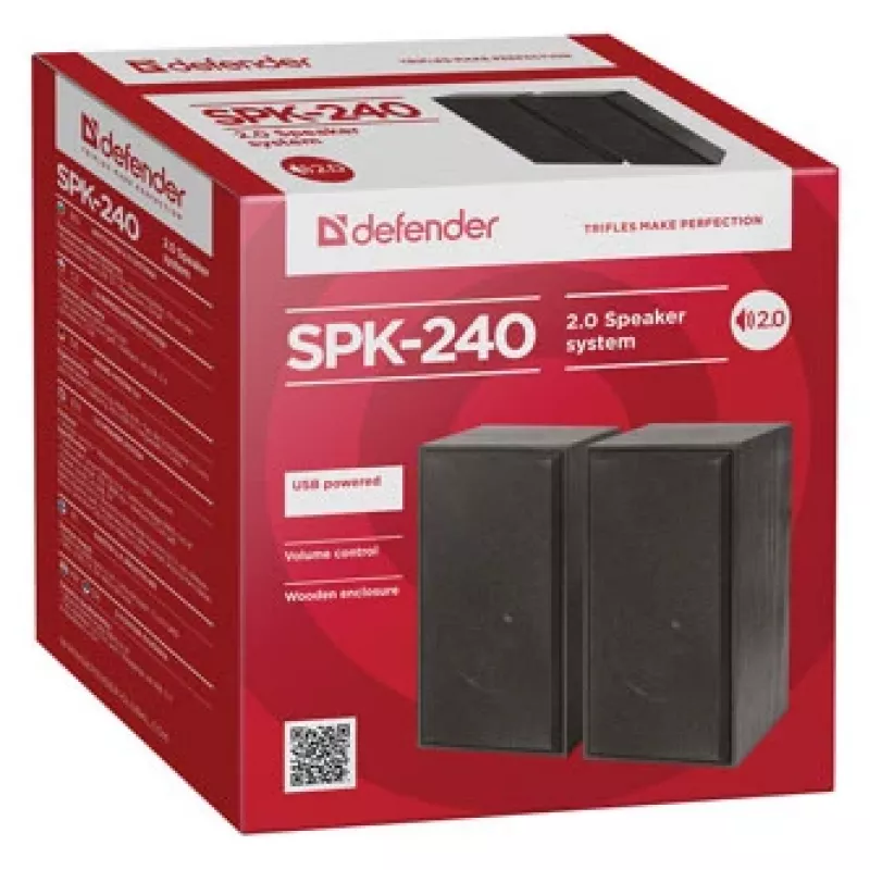 DEFENDER SPK-240 johdolliset pöytäkaiuttimet, 2.0, 6 W RMS, USB-virtalähde, 3,5 mm, musta
