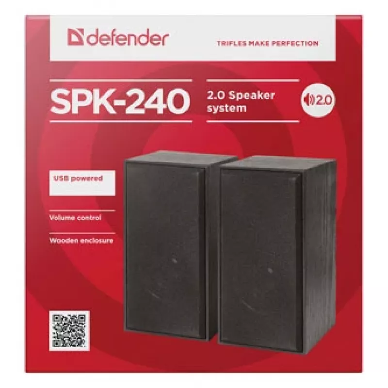 DEFENDER SPK-240 johdolliset pöytäkaiuttimet, 2.0, 6 W RMS, USB-virtalähde, 3,5 mm, musta