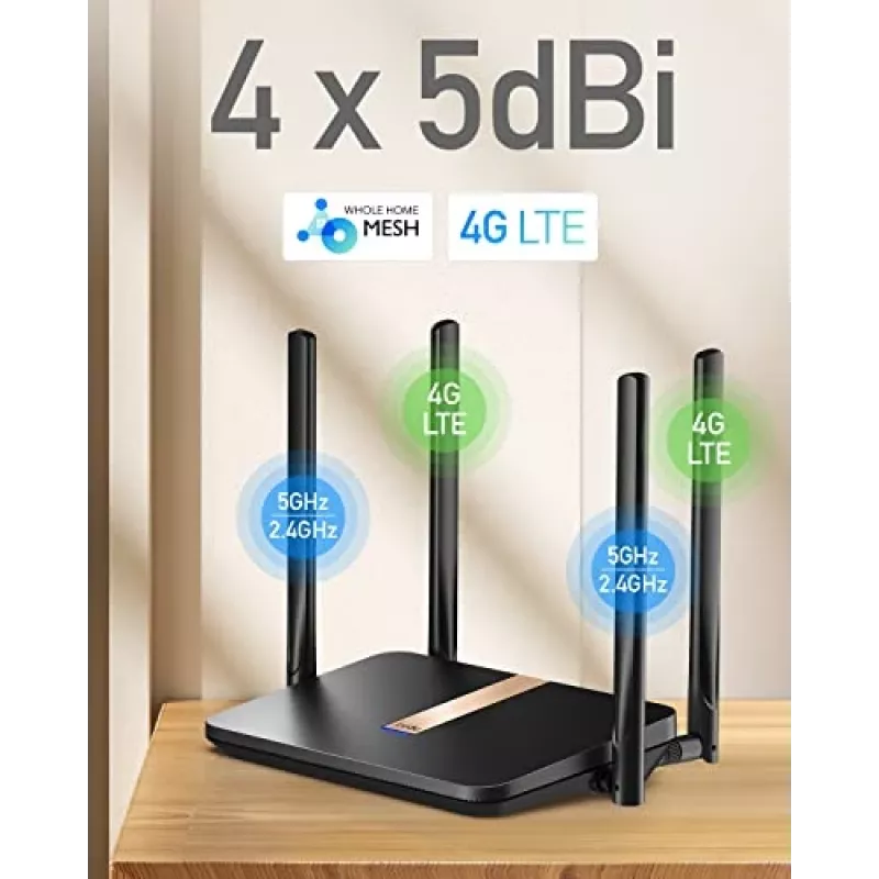 Cudy LT500D langaton reititin Fast Ethernet dual-band (2,4 GHz / 5 GHz) 4G musta