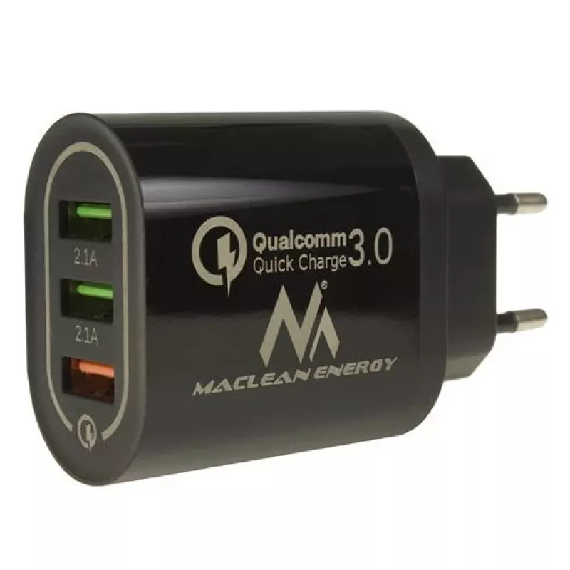 USB-seinälaturi MACLEAN MCE479B — 3x USB-liitäntää, 18W kokonaisteho, kompakti