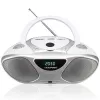CD-tallennin BLAUPUNKT BB14WH — CD-tallennin MP3-toistolla, USB, LCD, kello, 2x1 W kaiuttimet, hopea/valkoinen