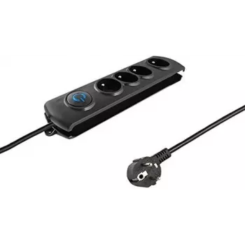 Qoltec 50105 jatkojohto ylijännitesuojalla, 4-osainen, musta