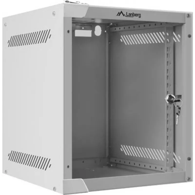 Lanberg WF10-2306-10S 10" seinäkiinnitteinen rack-kaappi 6U, 336×280×310 mm, lasiovi, 20 kg, harmaa (RAL 7035)