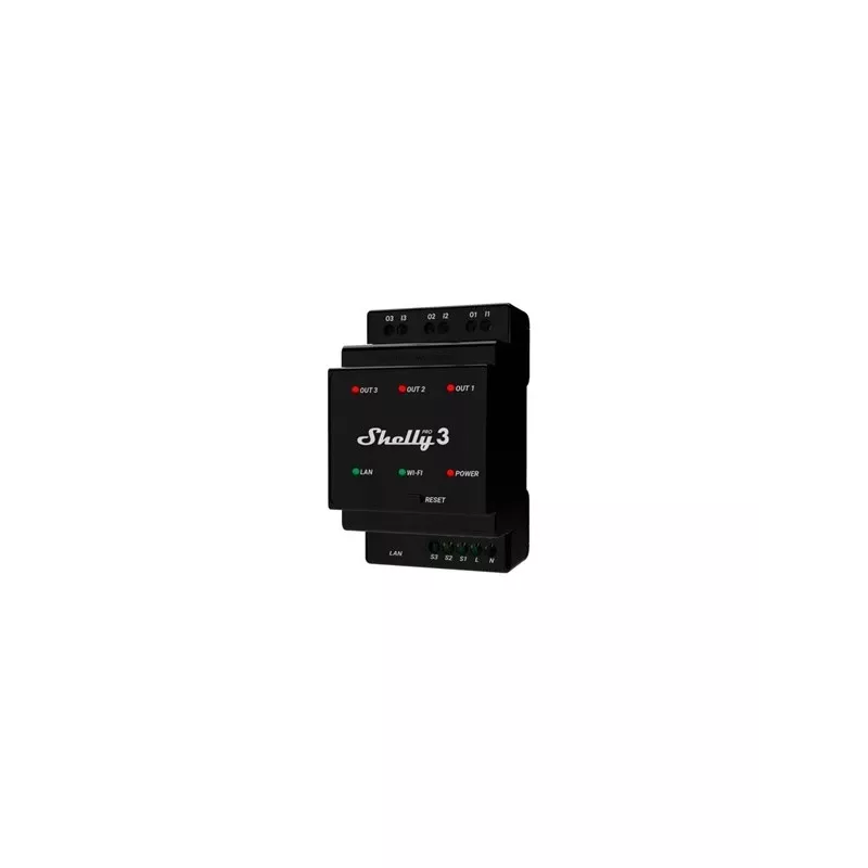 Shelly Pro 3 DIN-kiskon WiFi/LAN/Bluetooth-rele-kytkin