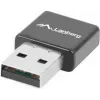 USB-WLAN-sovitin LANBERG NC-0300-WI, 2 sisäistä 2 dBi antennia, USB 2.0, jopa 2400 Mbit/s, musta