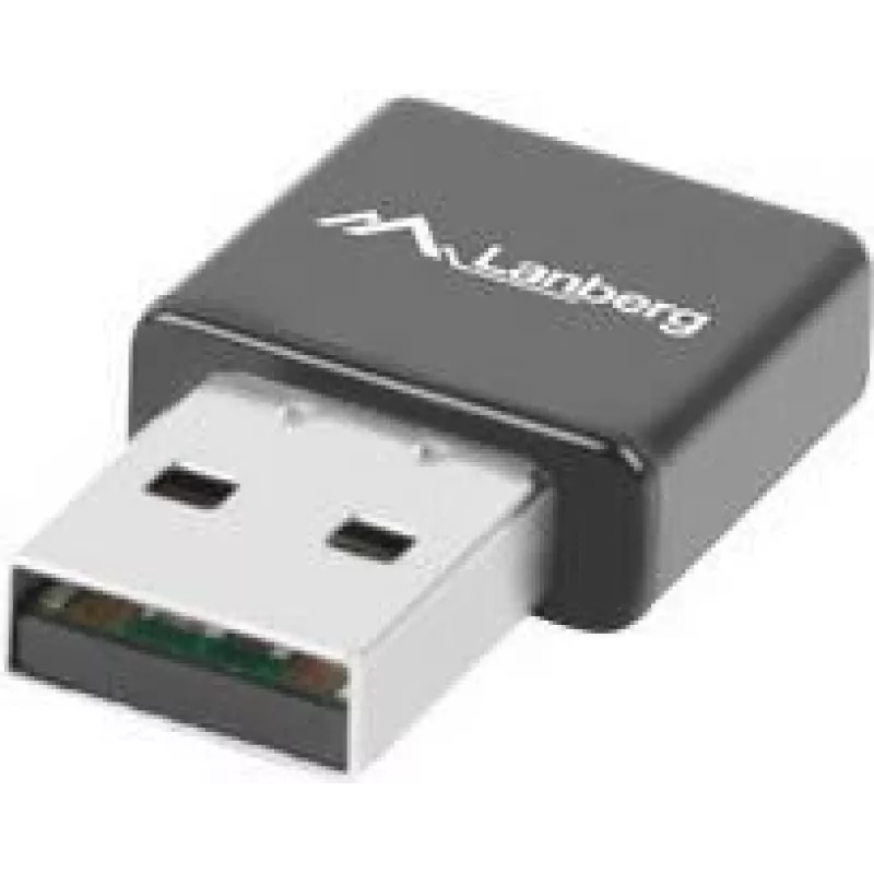 USB-WLAN-sovitin LANBERG NC-0300-WI, 2 sisäistä 2 dBi antennia, USB 2.0, jopa 2400 Mbit/s, musta