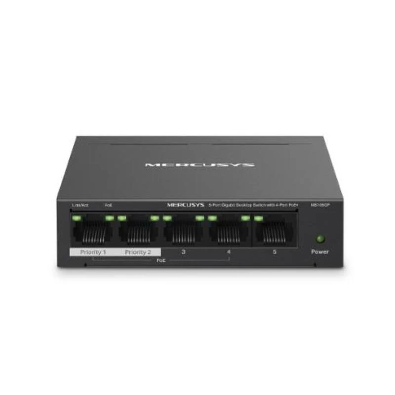 Mercusys 5-porttinen Gigabit-työpöytäkytkin 4-porttisella PoE+:lla