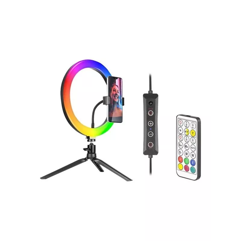 Renkaanmuotoinen valaisin RGB 26 cm jalustalla