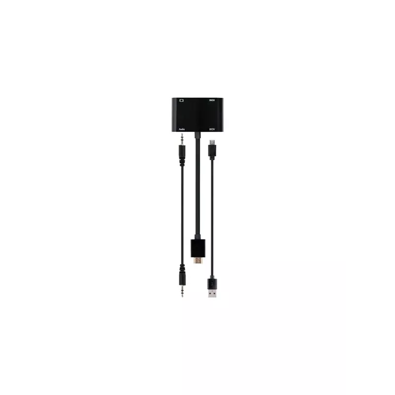 Gembird A-HDMIM-HDMIFVGAF-01 sovitin HDMI-uros – HDMI-naaras + VGA-naaras, ääni ja virtaliitäntä